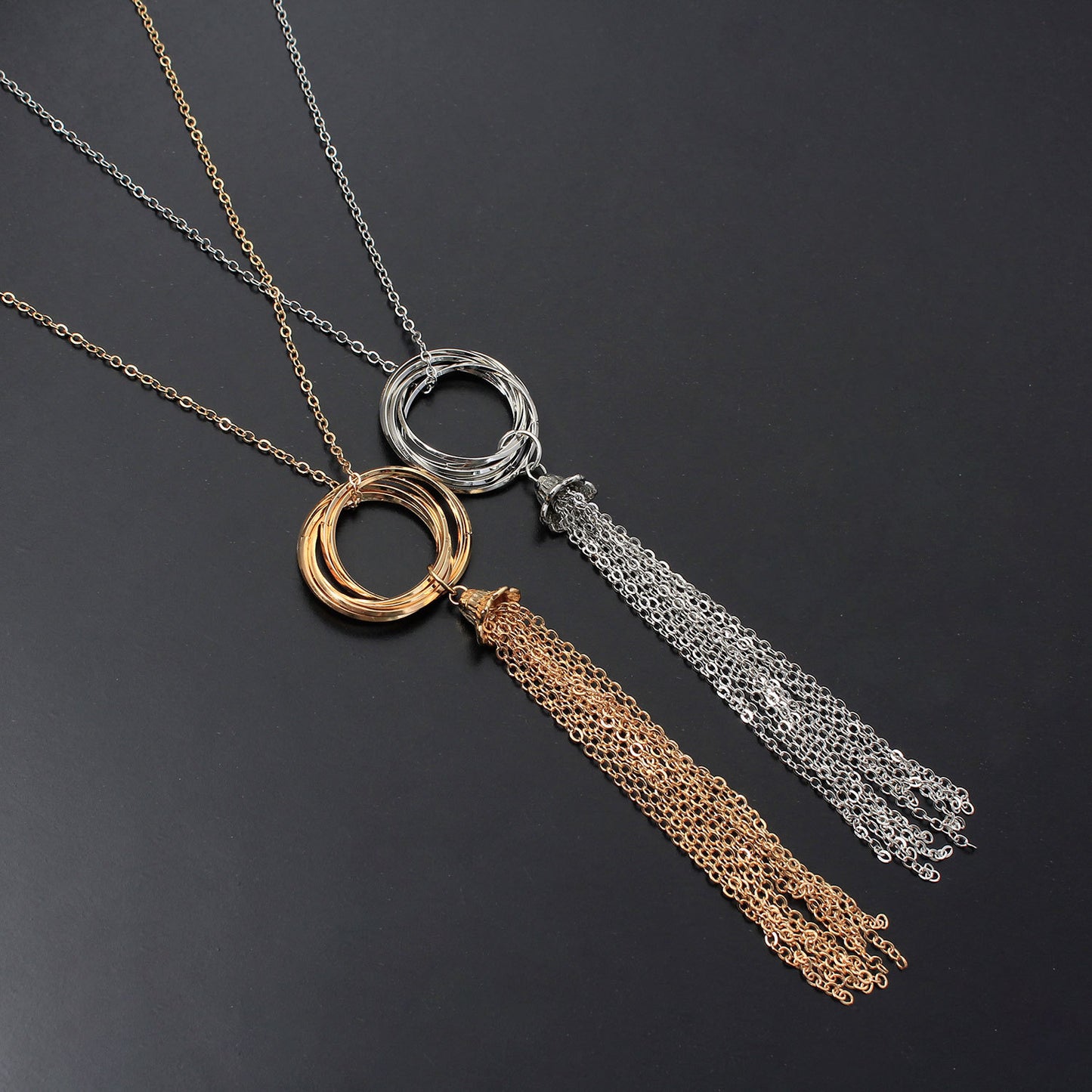 Geometric Bohemian Vintage Alloy Cross Chain Necklace for Women with Tassel