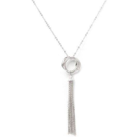 Geometric Bohemian Vintage Alloy Cross Chain Necklace for Women with Tassel