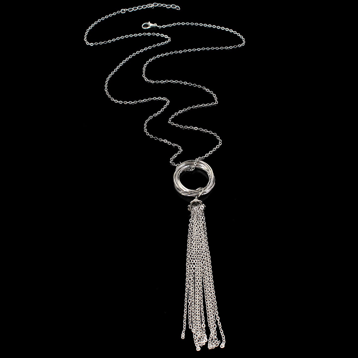 Geometric Bohemian Vintage Alloy Cross Chain Necklace for Women with Tassel