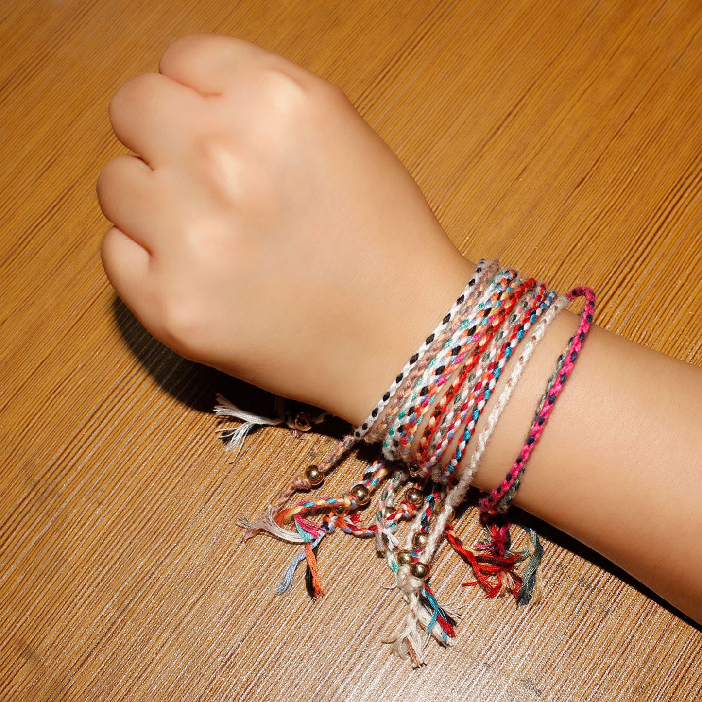 Pulsera de hilo trenzado colorida, hecha a mano, estilo geométrico, para mujer con opción de logo personalizado