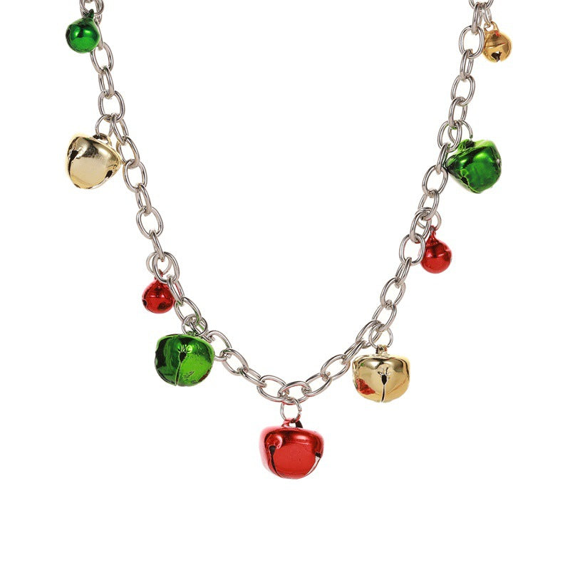 Set di collana con campanella natalizia da donna, gioielli con catena a croce in lega con ciondolo a campana, bracciale e orecchini, accessori natalizi