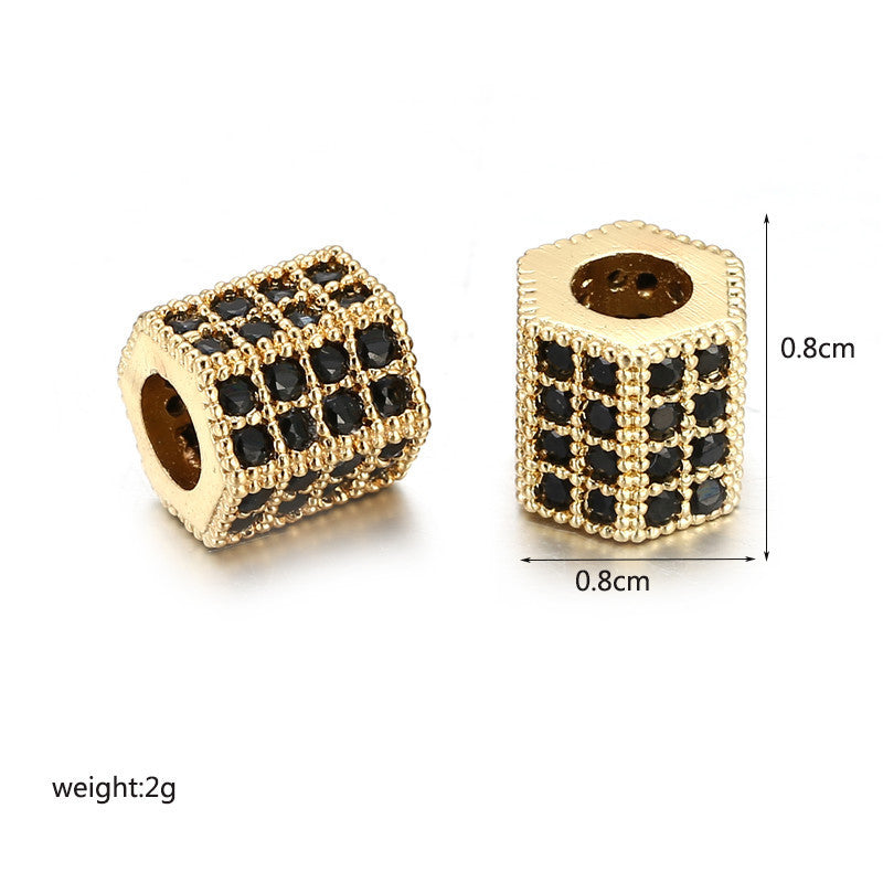 Square Brass Plated Charm Bar with Cubic Zirconia and Rhinestone Inlay for DIY Jewelry Making