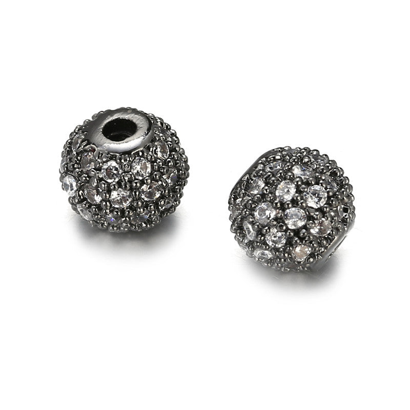 8mm Round Brass Cubic Zirconia Bead Pendant