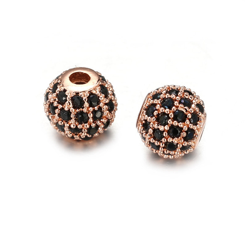 Micro-Paved Cubic Zirconia Round Brass Bead Spacer