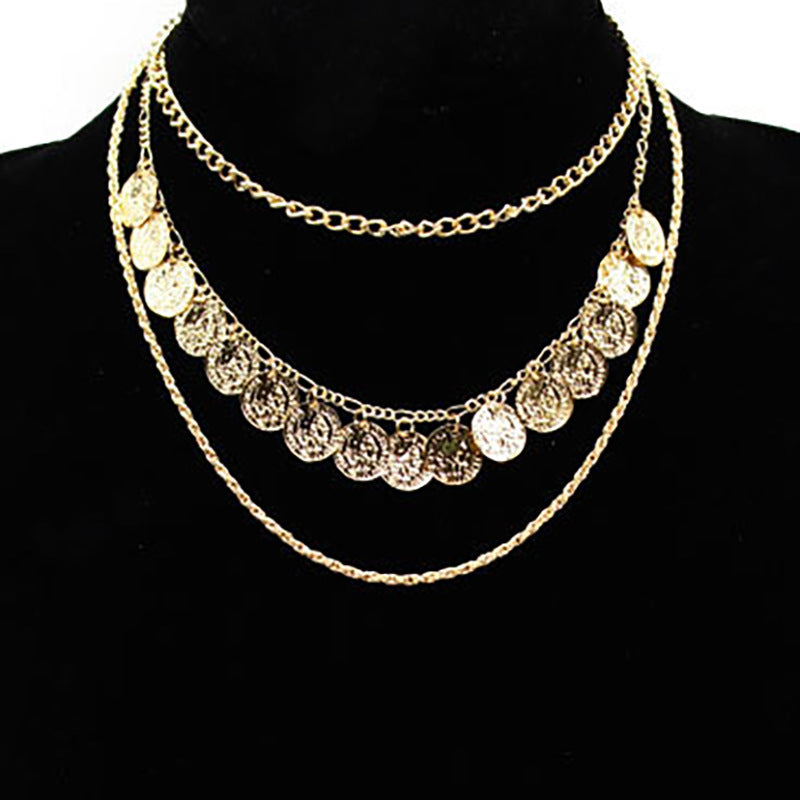 Bohemian Alloy Geometric Pendant Necklace Snake Chain