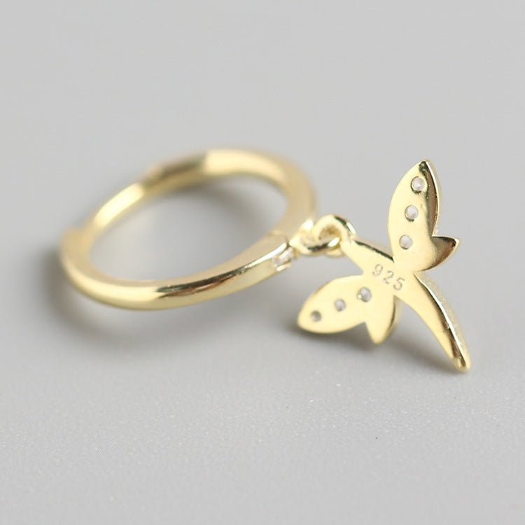Deliziosi Orecchini a Libellula in Argento Sterling 925 con Intarsio di Strass per Donne