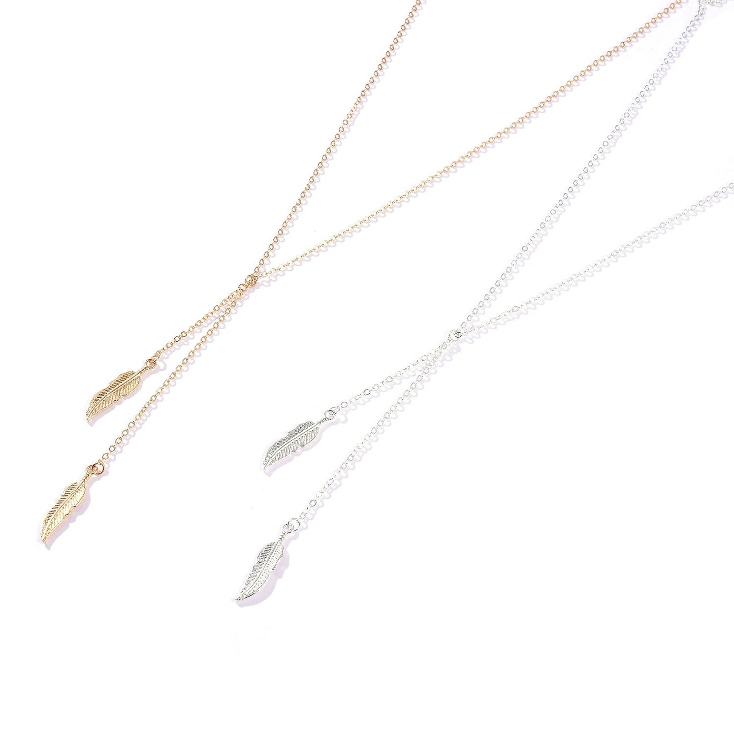 Minimalist Gold Tone Leaf Pendant Necklace for Women Short Clavicle Chain Cross Link Alloy Jewelry