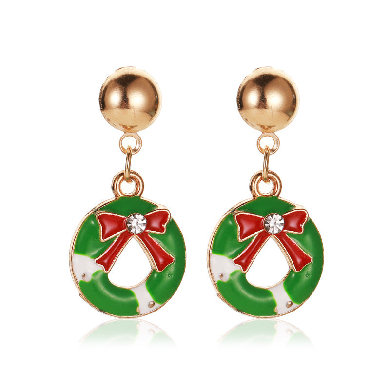 Orecchini a perno con albero di Natale, in lega di zinco placcata, a forma di fiocco di neve, zucca, arcobaleno, da donna, per le feste