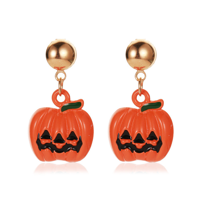 Orecchini a perno con albero di Natale, in lega di zinco placcata, a forma di fiocco di neve, zucca, arcobaleno, da donna, per le feste