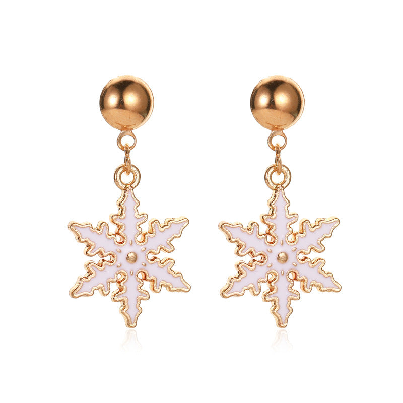 Orecchini a perno con albero di Natale, in lega di zinco placcata, a forma di fiocco di neve, zucca, arcobaleno, da donna, per le feste