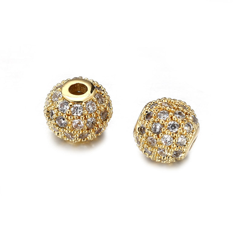 Micro-Paved Cubic Zirconia Round Brass Bead Spacer
