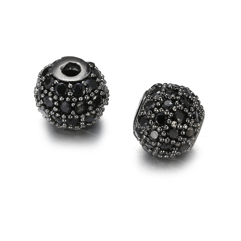Micro-Paved Cubic Zirconia Round Brass Bead Spacer
