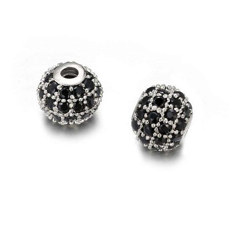 Micro-Paved Cubic Zirconia Round Brass Bead Spacer