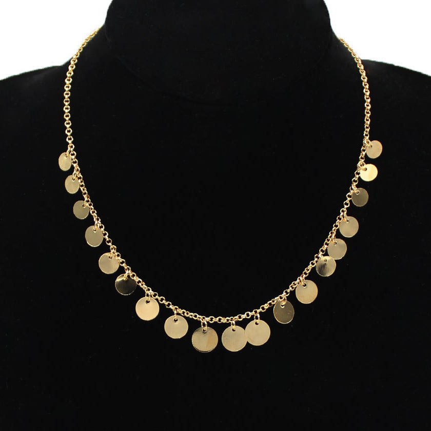 Minimalist Round Copper Clavicle Necklace Snake Chain