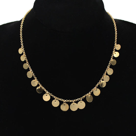 Collar minimalista redondo de cobre con cadena de serpiente para clavícula