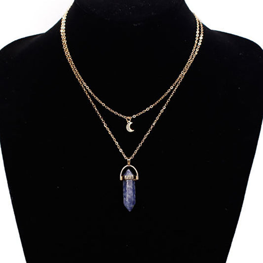 Collana Minimalista da Donna con Pendente a Luna Geometrica in Lega con Ciondolo Esagonale, Gioielli di Moda Primaverile