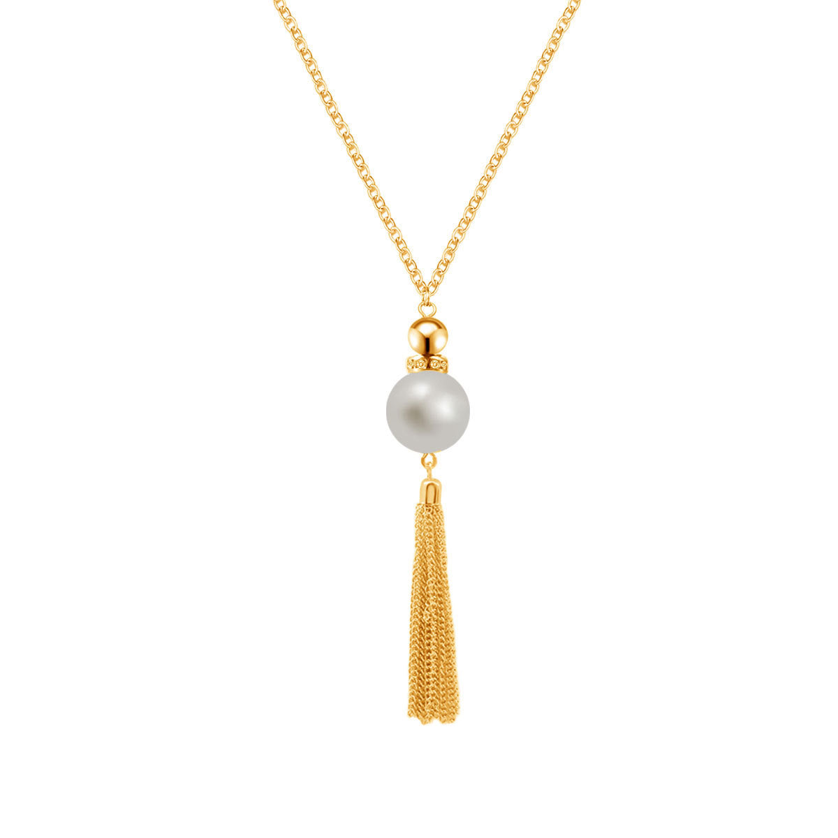 Long Tassel Pearl Necklace for Women Double Layer Sweater Chain Cross Chain
