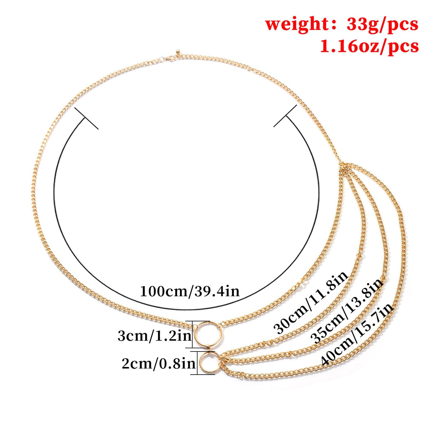 Punk Vintage Metal Multi-Layer Circle Waist Chain for Women