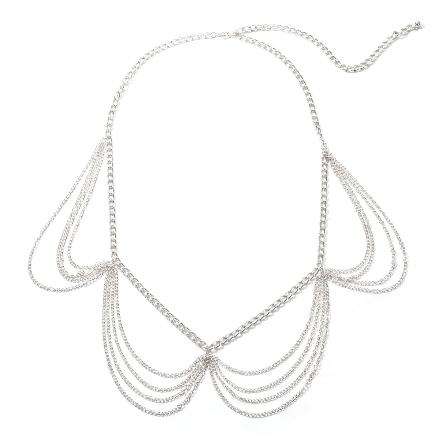 Bohemian Metal Body Chain for Women Vintage Punk Waist Chain with Geometric Clasp