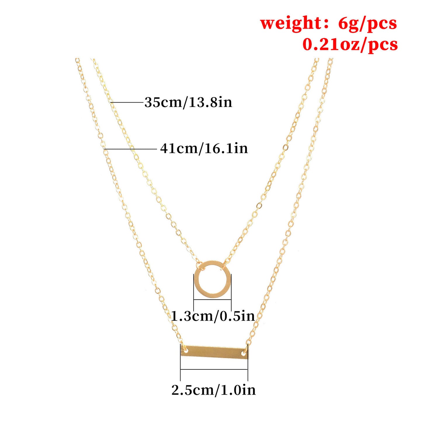Geometric Circle Bar Necklace for Women with Snake Chain Minimalist Fashion Metal Pendant Necklace