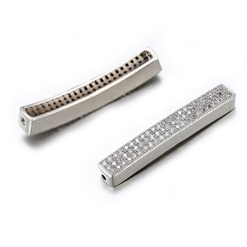 Brass Cubic Zirconia Inlay Plated DIY Charm Bar