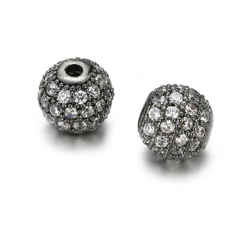 6mm Round Brass Plated Cubic Zirconia Bead Charm