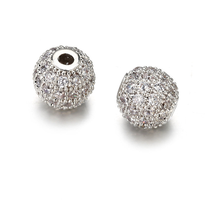 6mm Round Brass Plated Cubic Zirconia Bead Charm