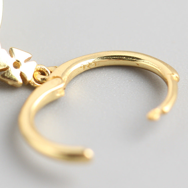 Orecchini a cerchio in argento sterling 925 di lusso con strass a forma di pianeta geometrico