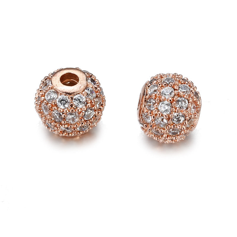 Micro-Paved Cubic Zirconia Round Brass Bead Spacer