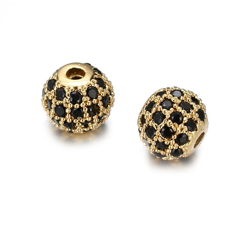 Micro-Paved Cubic Zirconia Round Brass Bead Spacer
