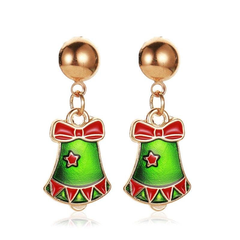 Orecchini a perno con albero di Natale, in lega di zinco placcata, a forma di fiocco di neve, zucca, arcobaleno, da donna, per le feste