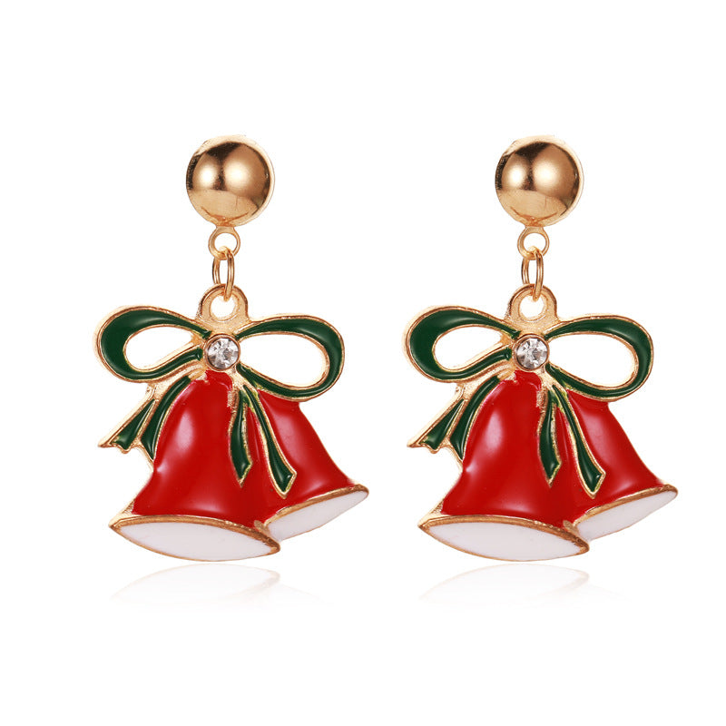 Orecchini a perno con albero di Natale, in lega di zinco placcata, a forma di fiocco di neve, zucca, arcobaleno, da donna, per le feste