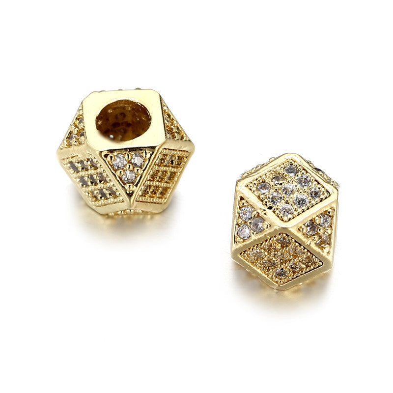 Geometric Brass Plated Cubic Zirconia Charm Bar