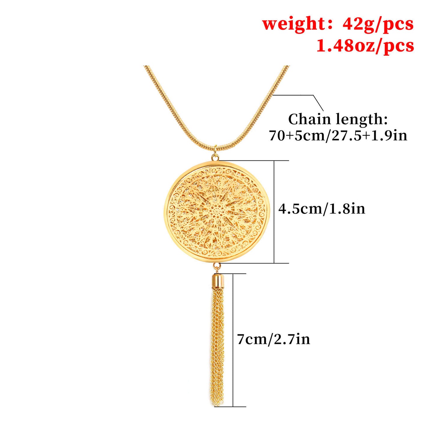 Hollow Geometric Disc Pendant Necklace for Women Alloy Cross Chain