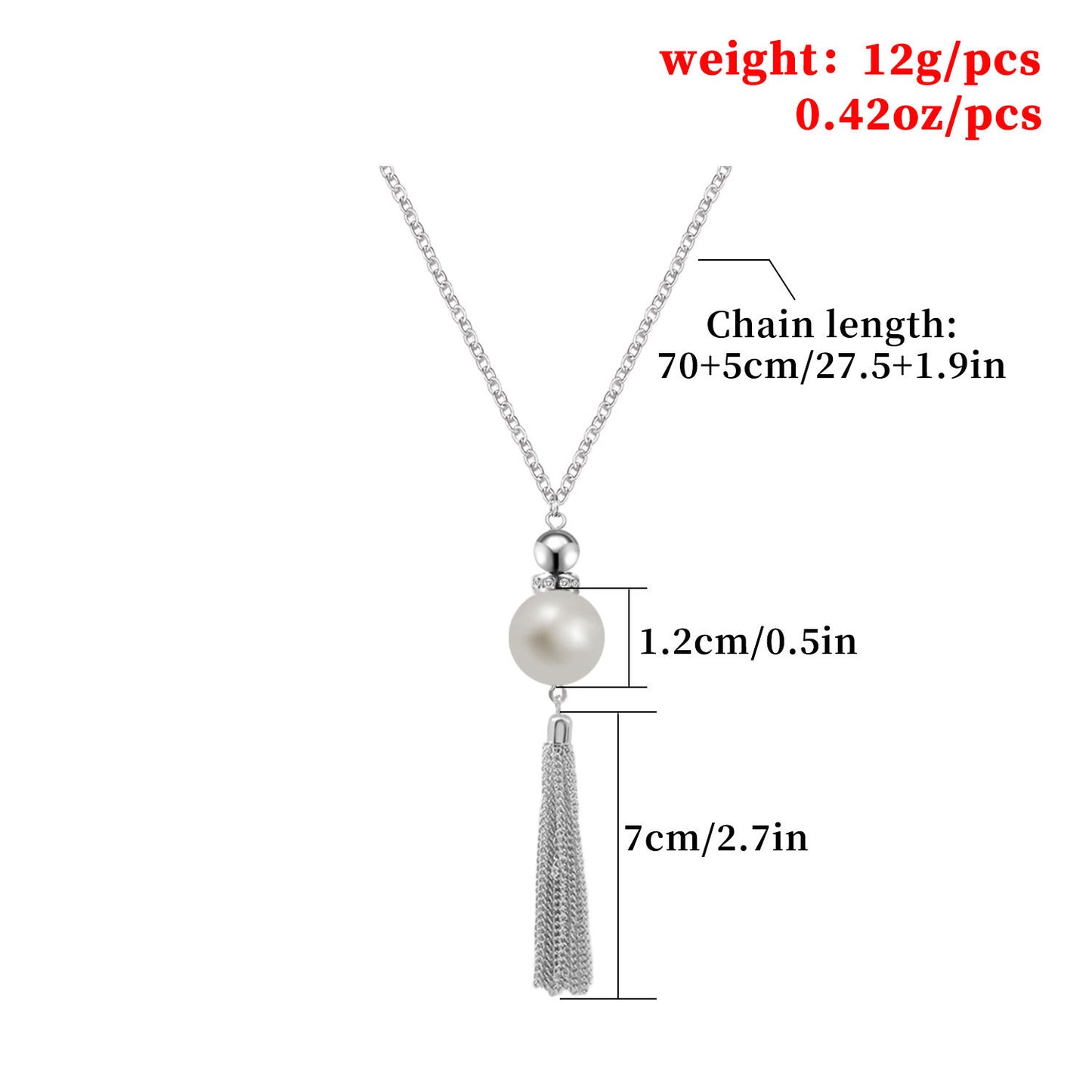 Long Tassel Pearl Necklace for Women Double Layer Sweater Chain Cross Chain