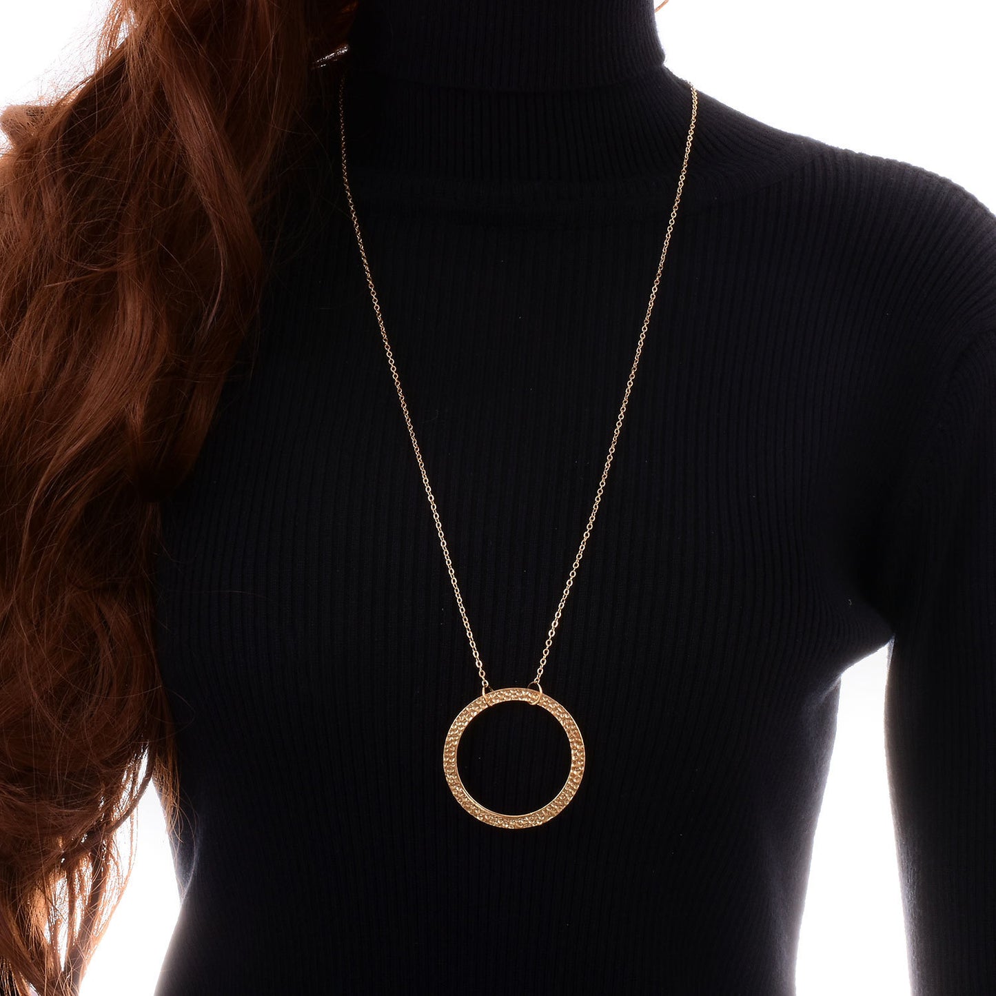 Oversized Geometric Hoop Necklace for Women Alloy Cross Chain Sweater Necklace