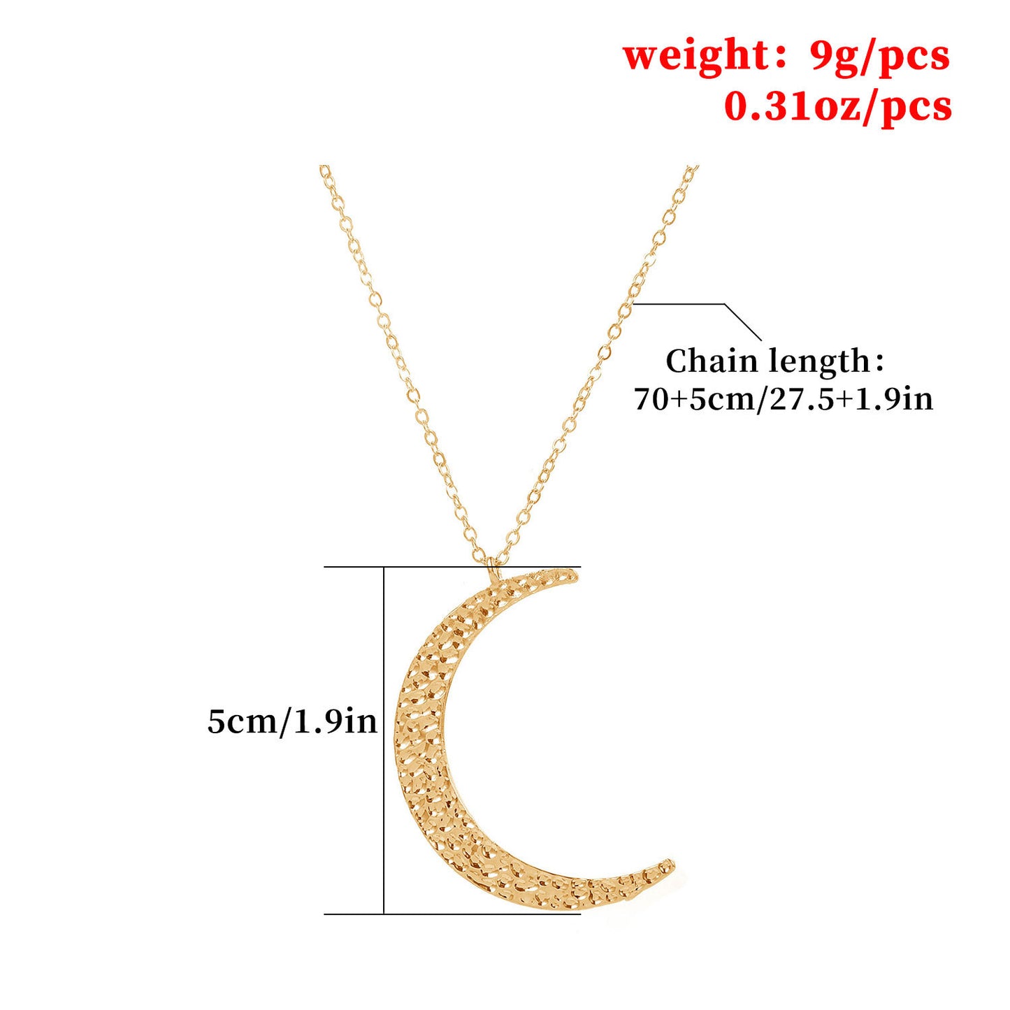 Fashion Statement Crescent Pendant Necklace for Women Alloy Cross Chain Sweater Necklace