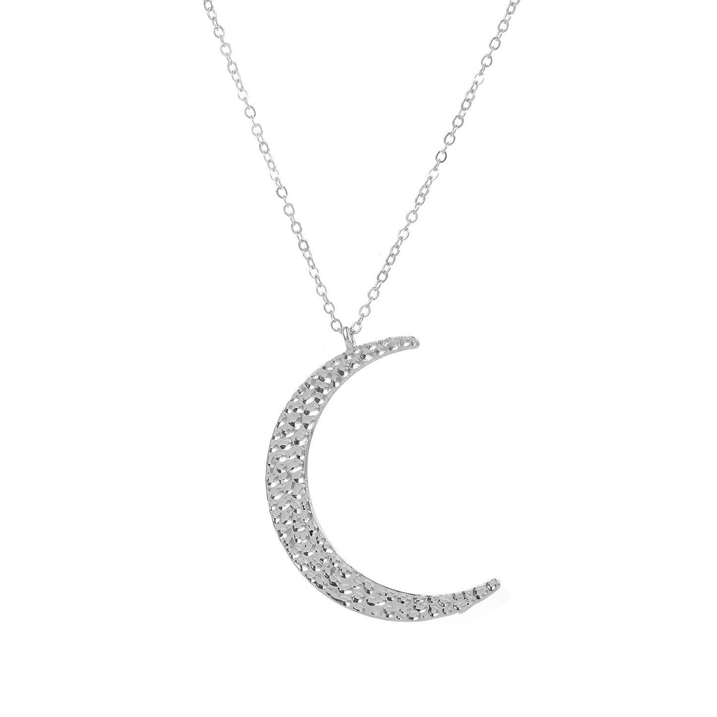 Fashion Statement Crescent Pendant Necklace for Women Alloy Cross Chain Sweater Necklace