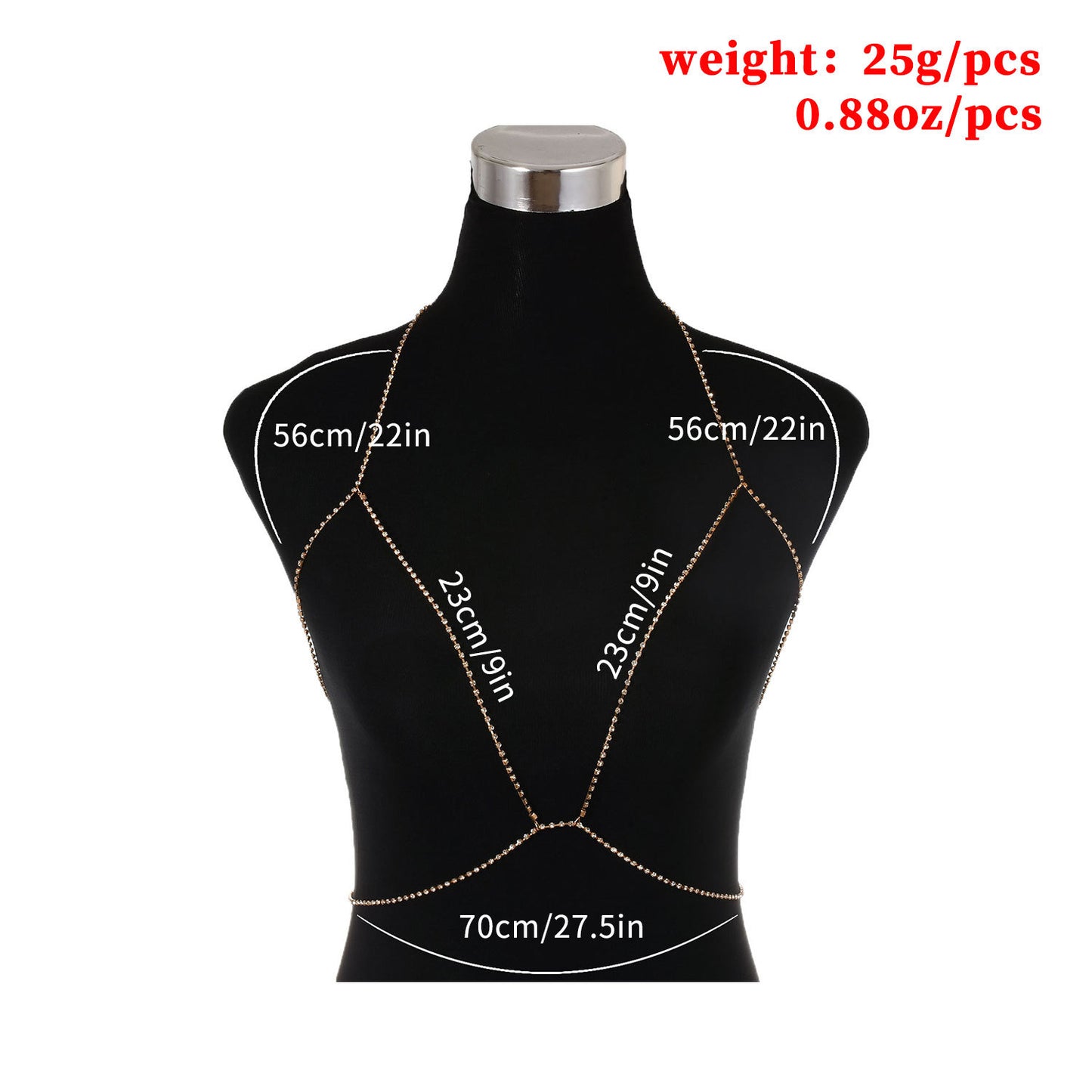 Punk Minimalist Alloy Geometric Rhinestone Body Chain for Women