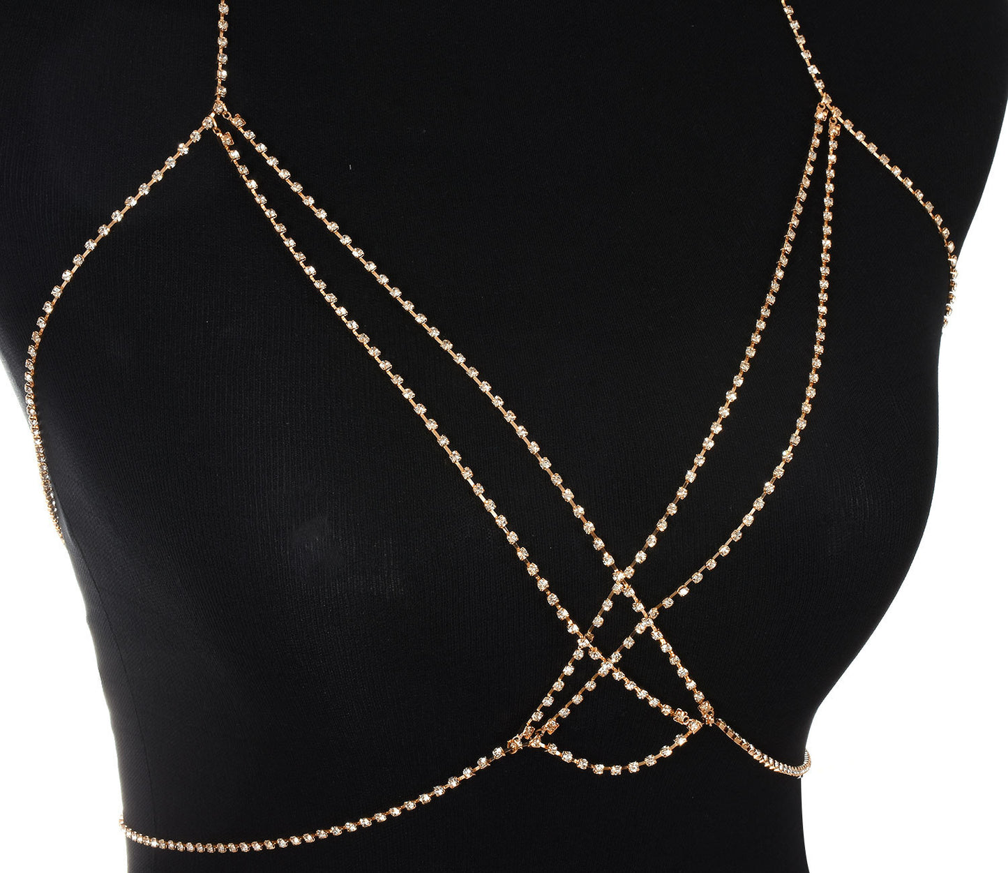 Punk Geometric Inlaid Rhinestone Body Chain for Women Alloy Box Chain