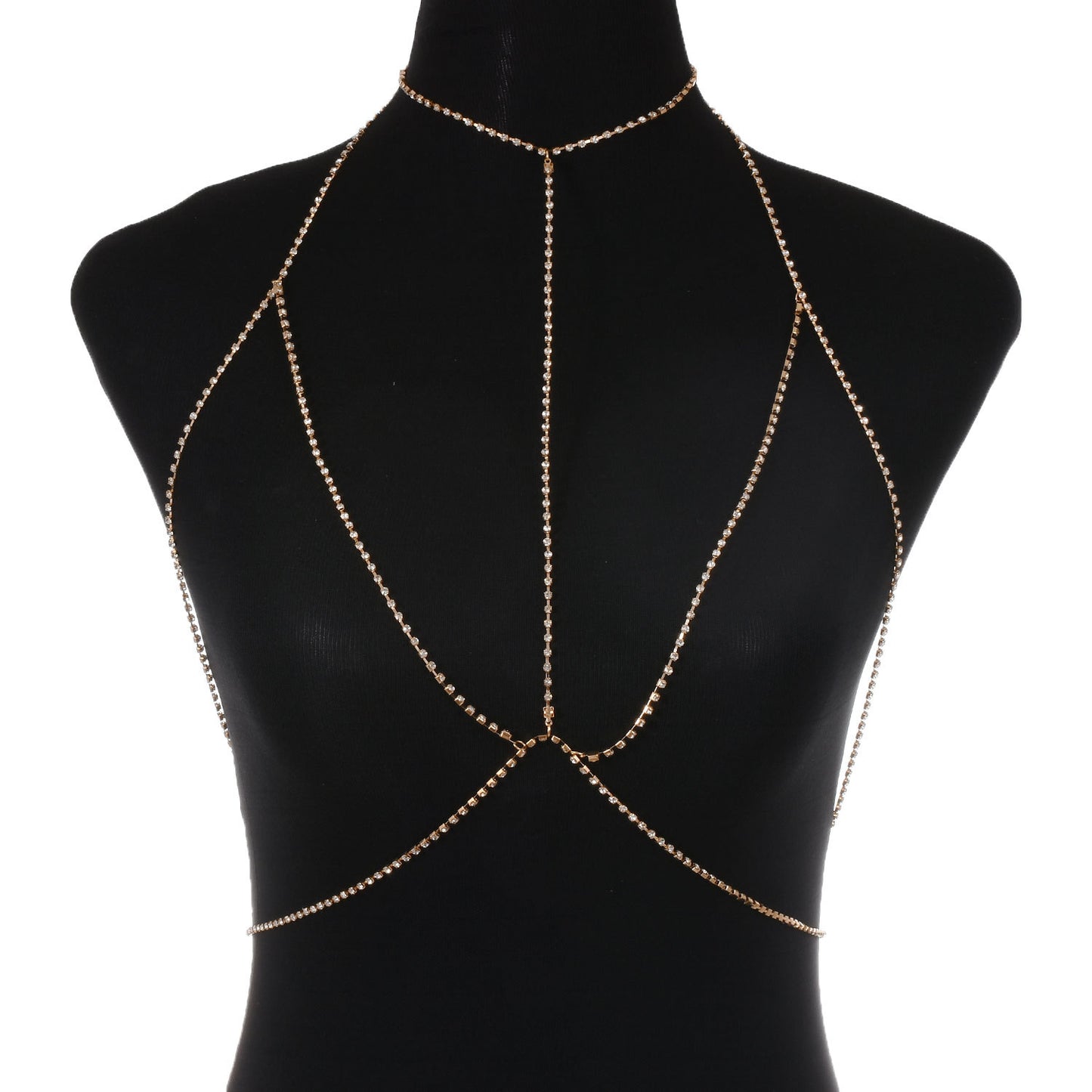 Punk Geometric Alloy Body Chain with Rhinestone for Women