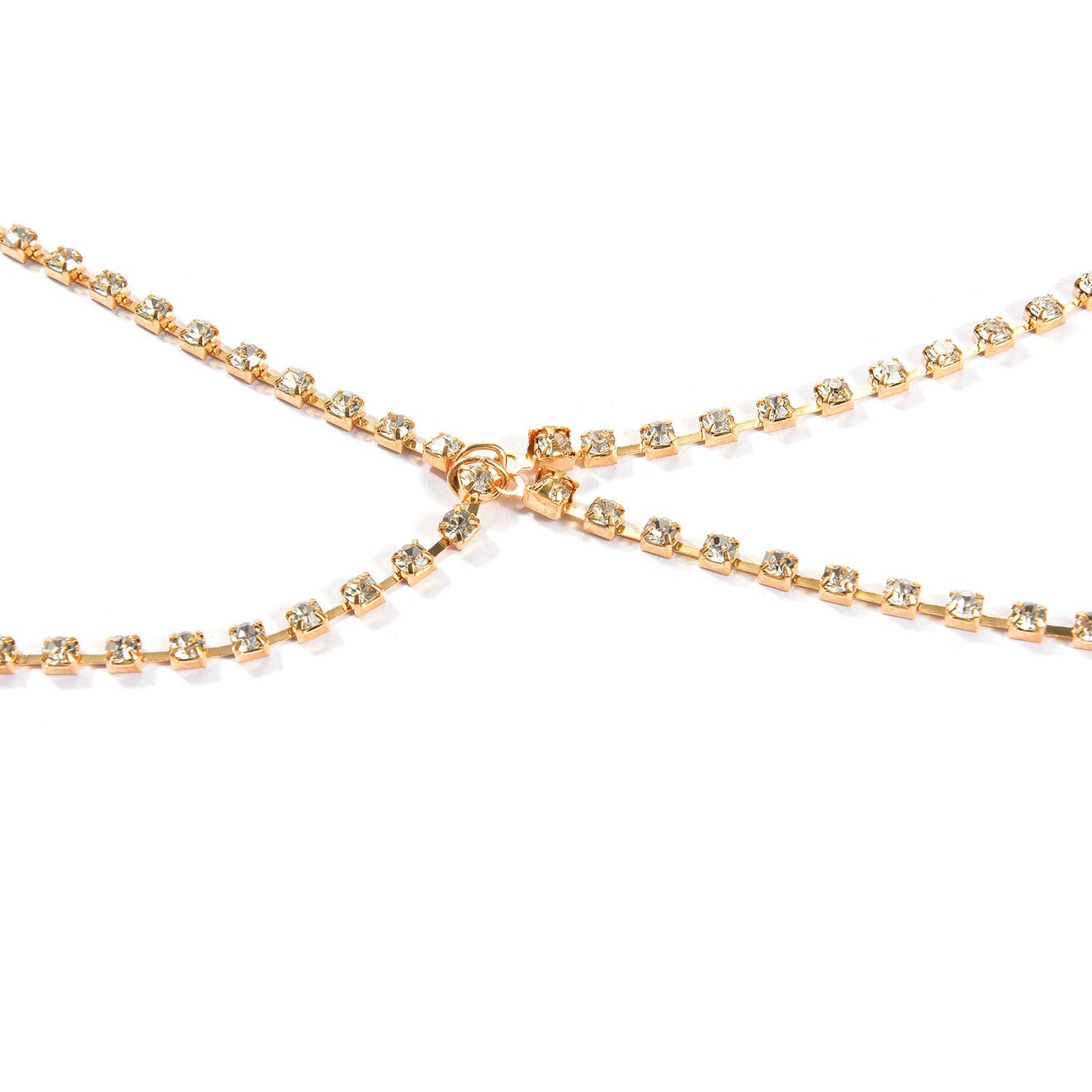 Punk Minimalist Alloy Geometric Rhinestone Body Chain for Women