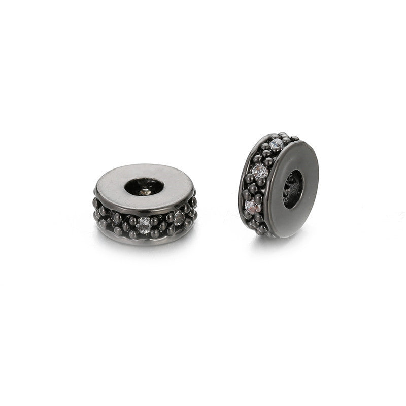 Minimalist Micro Inlaid Cubic Zirconia Round Brass Spacer Beads Charm Bar