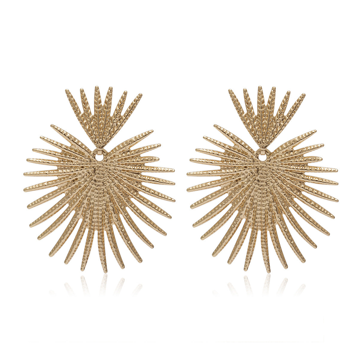 Pendientes geométricos de corazón minimalistas vintage para mujer de metal chapado