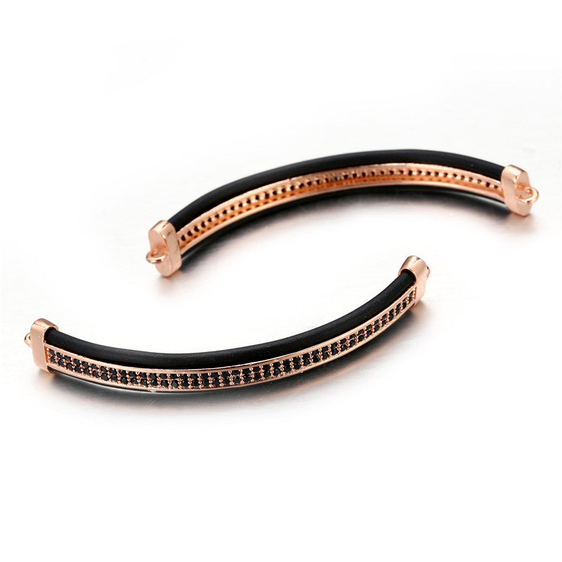Handmade DIY Brass Plated Cubic Zirconia Charm Bar