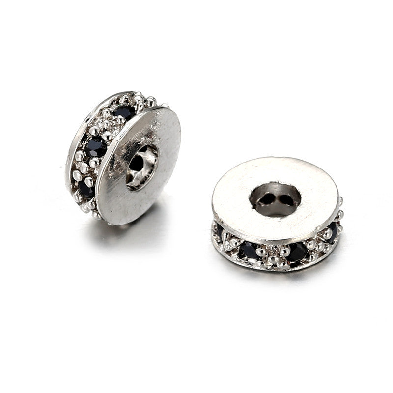 Minimalist Micro Inlaid Cubic Zirconia Round Brass Spacer Beads Charm Bar