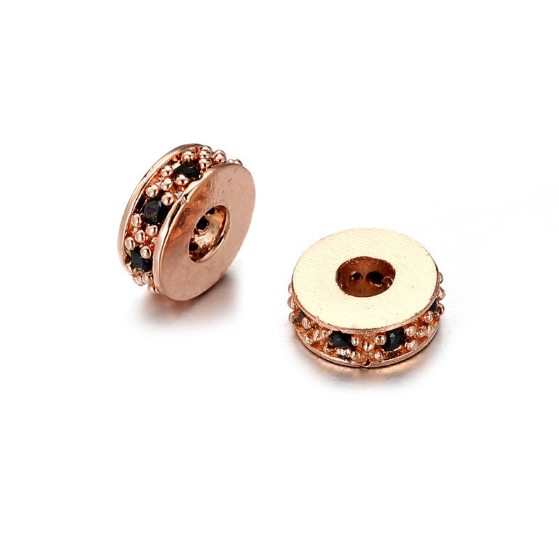 Minimalist Micro Inlaid Cubic Zirconia Round Brass Spacer Beads Charm Bar