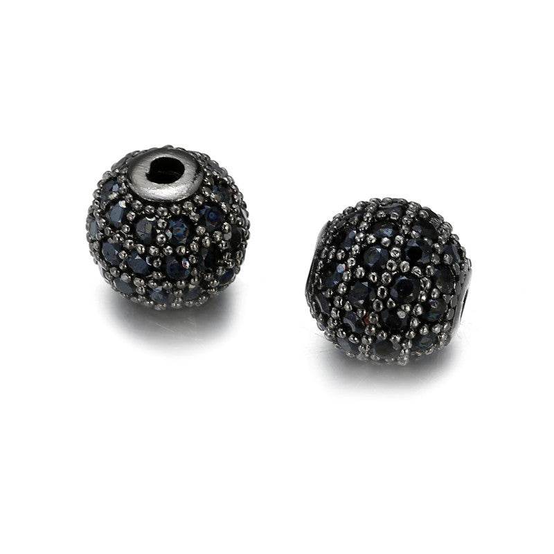6mm Round Brass Plated Cubic Zirconia Bead Charm