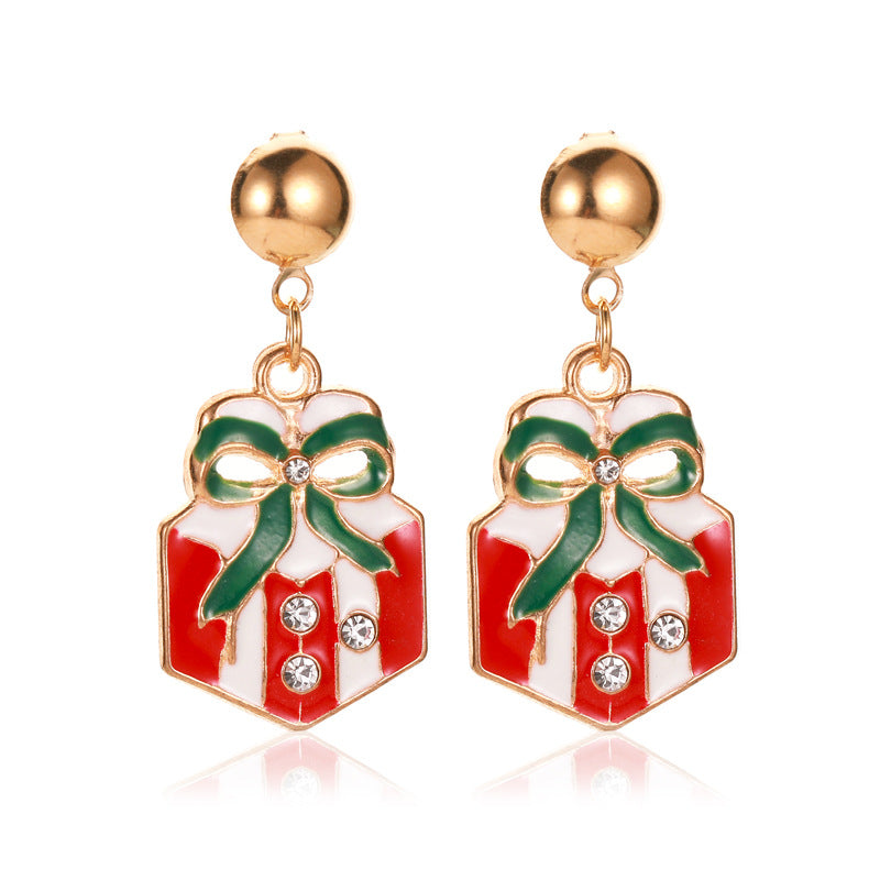 Orecchini a perno con albero di Natale, in lega di zinco placcata, a forma di fiocco di neve, zucca, arcobaleno, da donna, per le feste