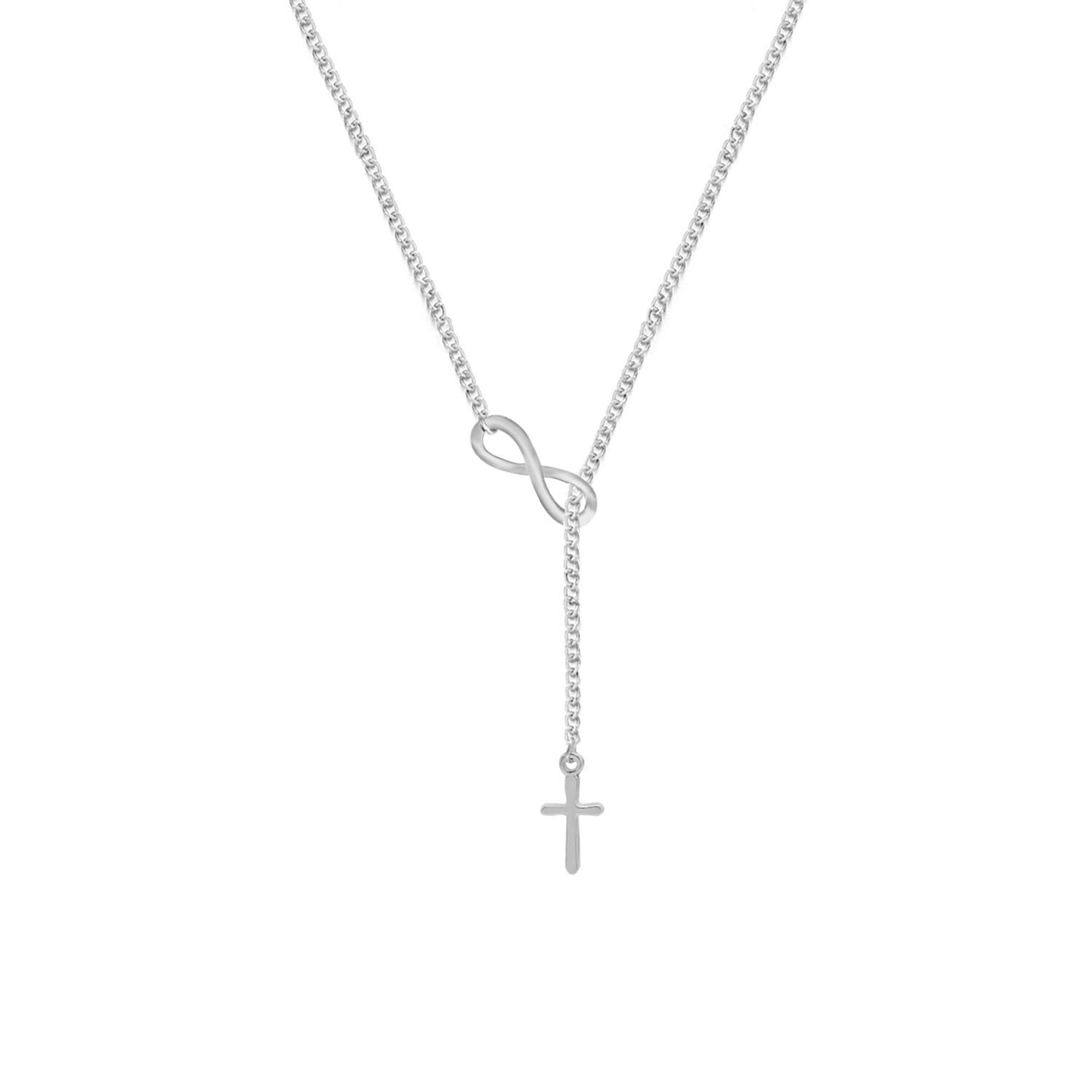 Women's Fashion Cross Necklace with Lucky Number 8 Pendant Alloy Chain Jewelry